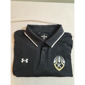 Under Armour Football Polo Shirt Mens 2XL XXL Black Loose Short Sleeve